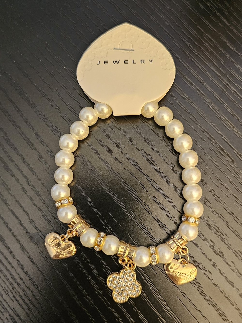 Faux Pearl Charm Bracelet